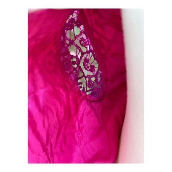 Vintage Crotchet Lace Fuschia Top Shirt 3/4 Sleeve - Picture 13 of 15